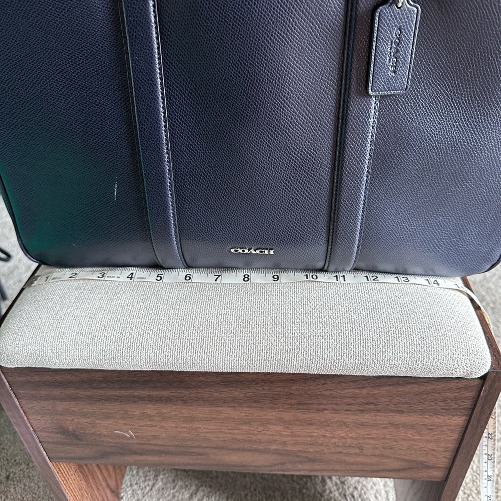 Coach Navy Leather Briefcase with Top Handles - Picture 3 of 7